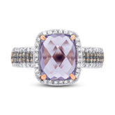 0.45ct White & Champagne Diamond & 3.21ct Amethyst Rose Gold Ring